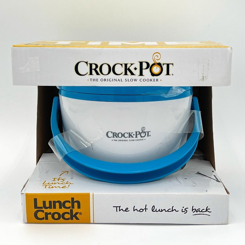 NEW Crock-Pot Lunch Crock - 20oz Portable Slow Cooker Food Warmer - Blue & White